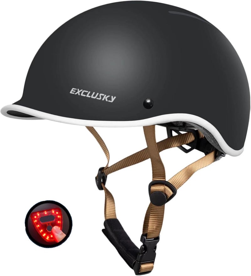Exclusky Bike Helmet for Adults Adjustable Cycling Helmet for Men & Women Safety Certified Bicycle Helmet for Commuting  Road Biking  Skating with USB Rechargeable Rear Light - Image 1